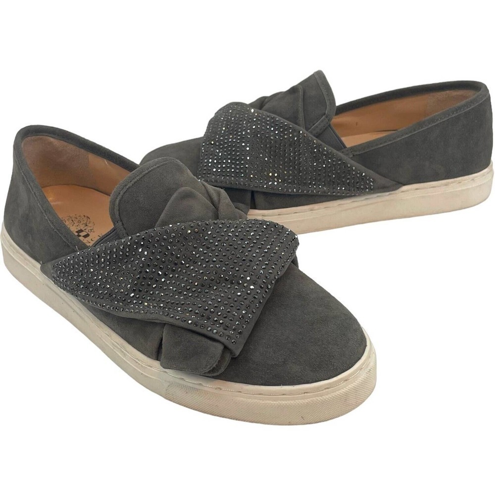 Vince Camuto Gray Barita Suede Rhinestone Slip On Sneaker Flat Size 8M - Picture 2 of 13